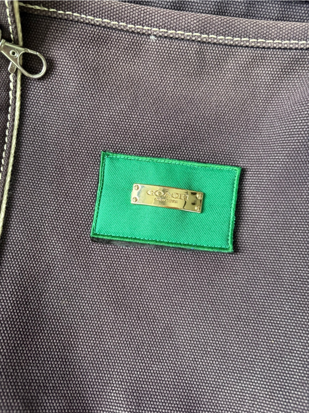 Lands’ End Navy Tote Bag with Coach Patch - Picture 3 of 8